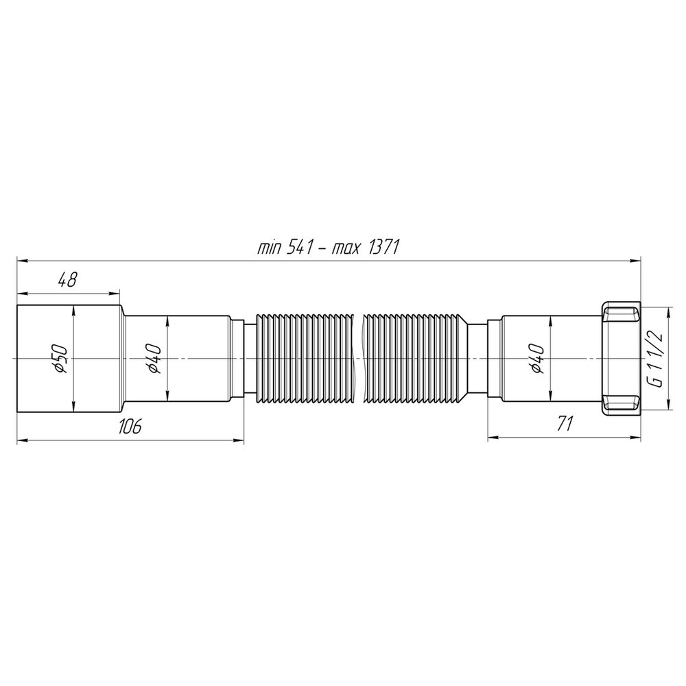 Труба гибкая АНИ пласт 1 1/2х40/50 мм 1500 мм K116