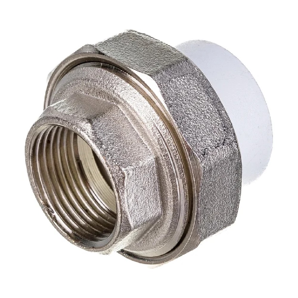 Муфта комбинированная разъемная TEBO PPR 40x1 1/4 внутренняя резьба белая T-ППР.Мрв.40.1.1.4.Б.Tr