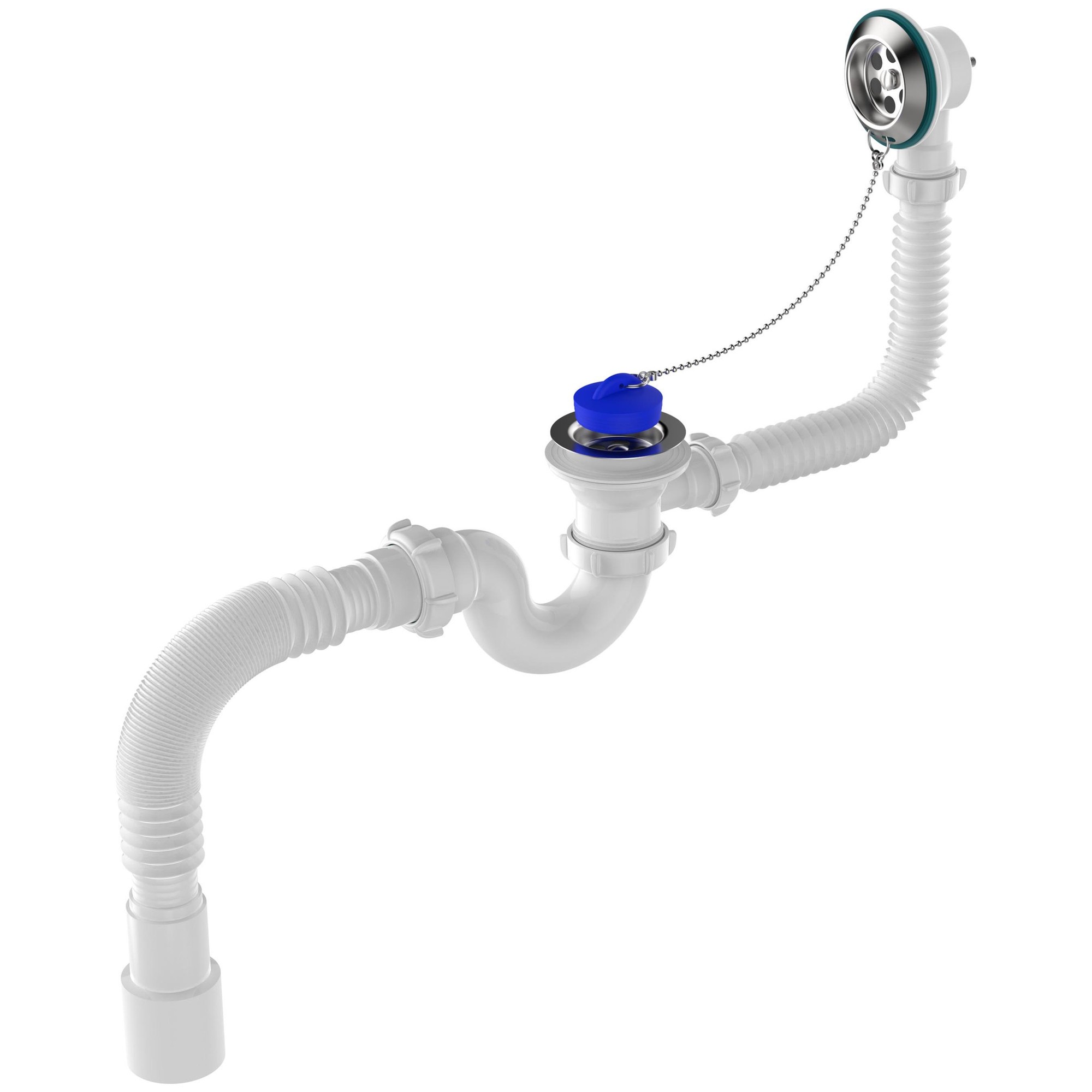 Сифон для ванны Aquant V155-30-MR с гибкой трубой 1 1/2x40/50 мм выпуск кнопка V155-30-MR