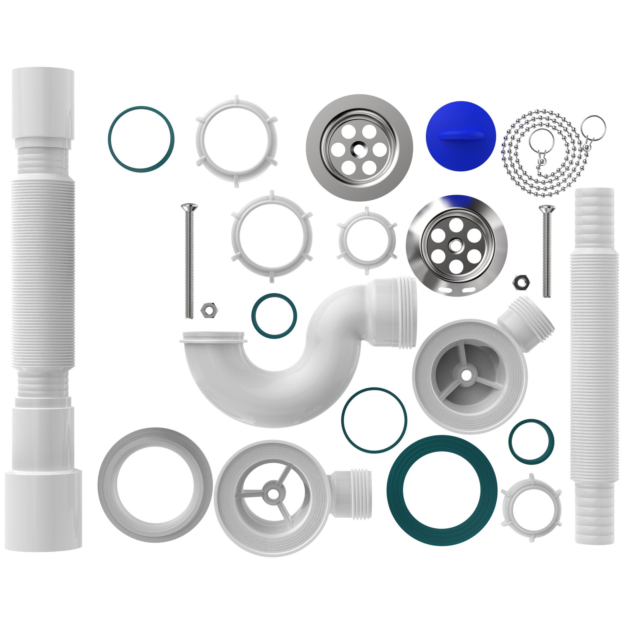 Сифон для ванны Aquant V155-30-MR с гибкой трубой 1 1/2x40/50 мм выпуск кнопка V155-30-MR