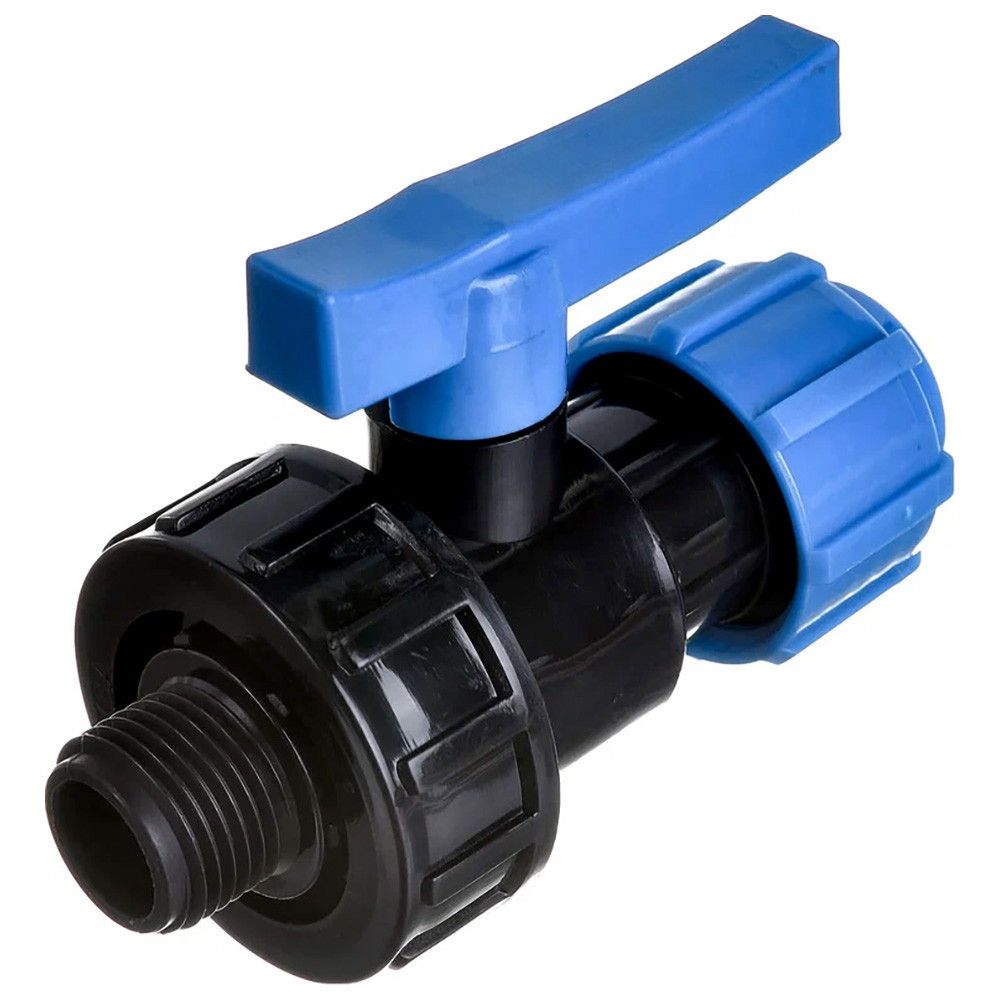 Кран шаровый ПНД компрессионный 25х3/4 наружная резьба