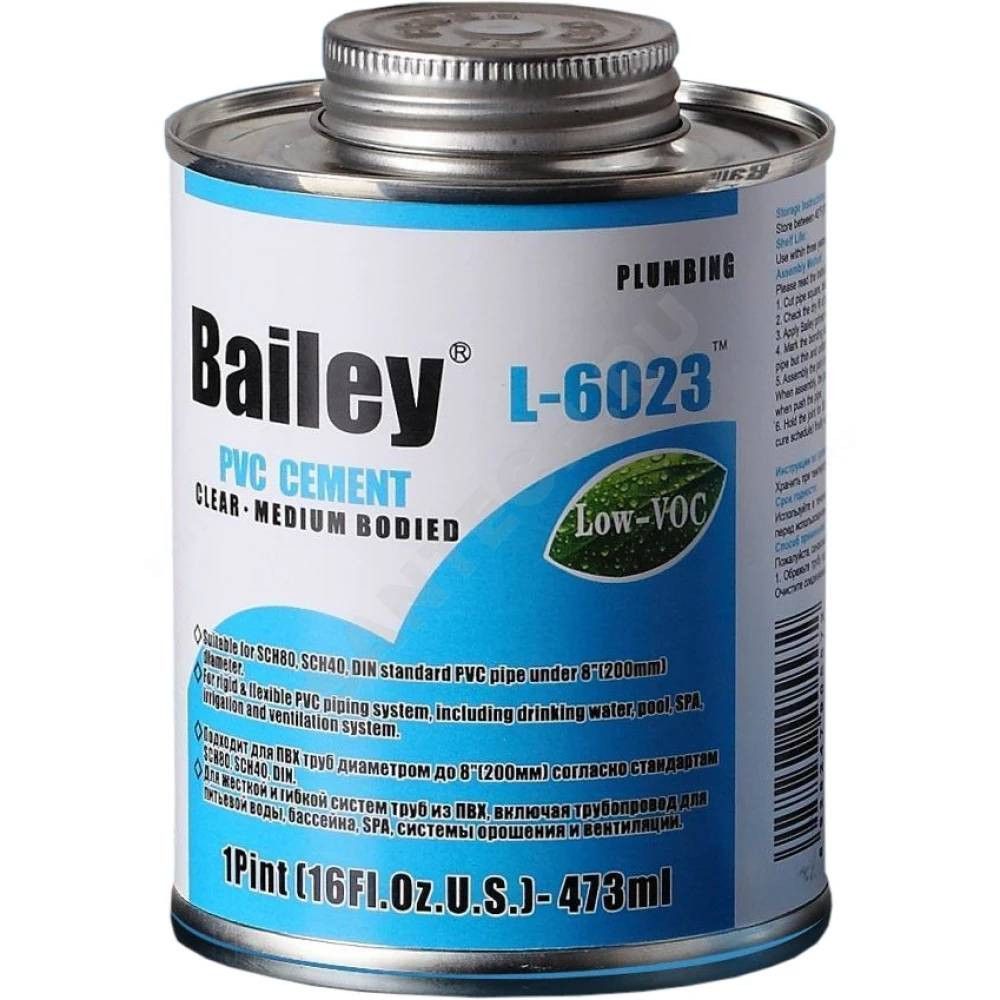 Клей для труб ПВХ Bailey L-6023 прозрачный 473 мл 008-9481