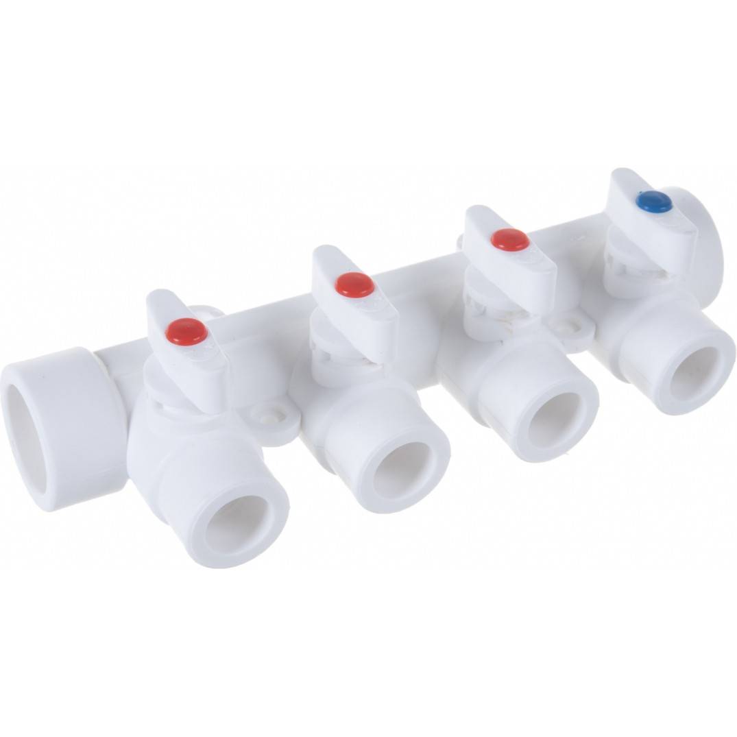 Коллектор полипропиленовый Lammin с шаровыми кранами 32 мм х 4 выхода 1160562