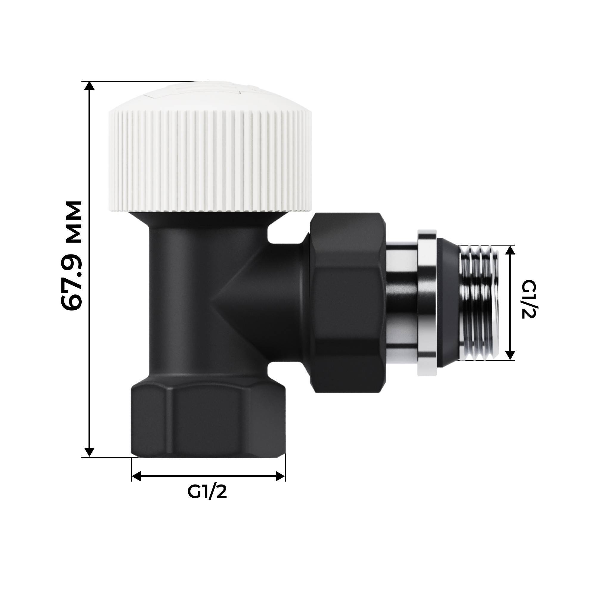 Набор термостатический угловой Royal Thermo Design 1/2 M30x1.5 черный НС-1640381