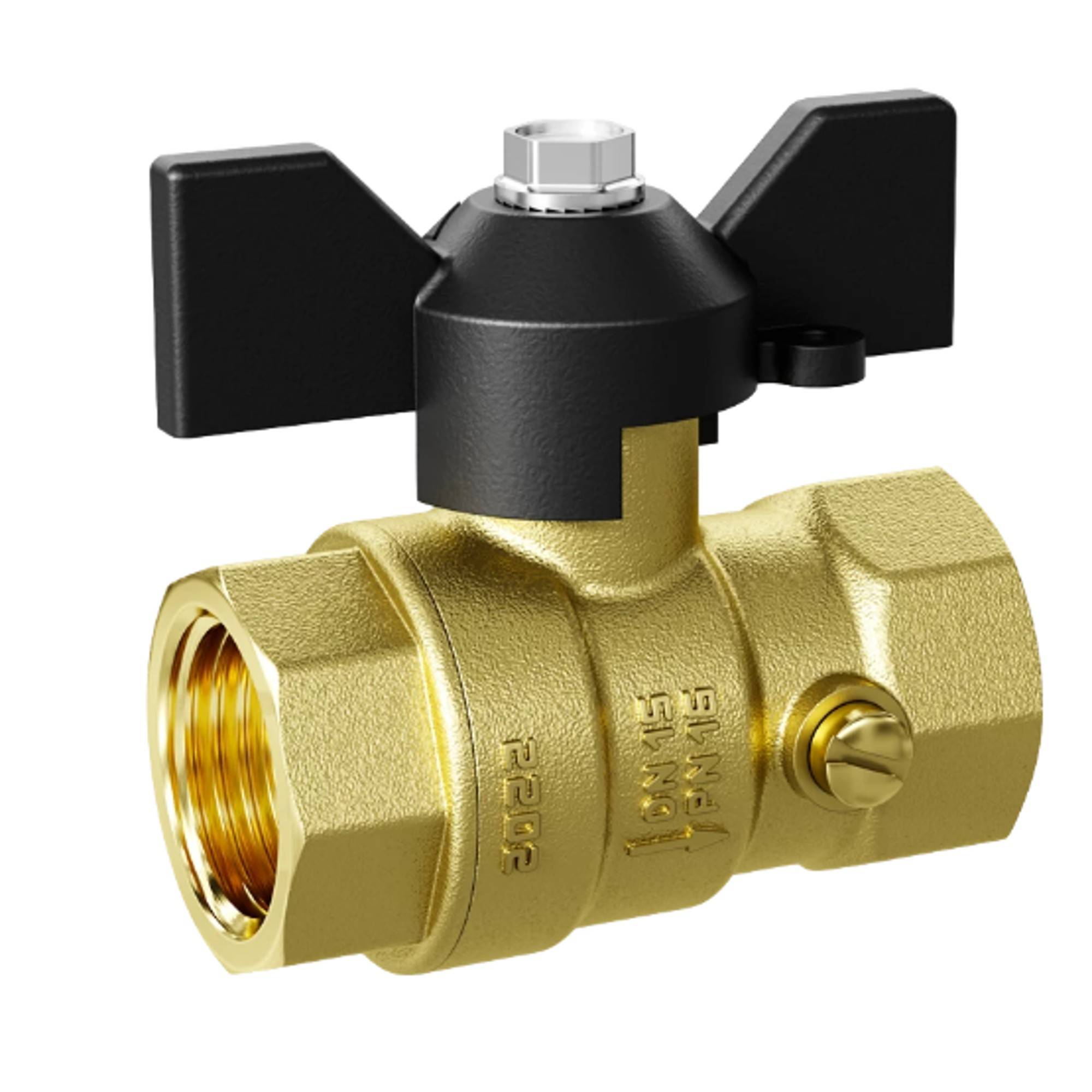 Кран шаровой латунный LD Pride 44.15.В-В.2М.Б Ду 15 Ру 16 для манометра бабочка 44.15.В-В.2М.Б