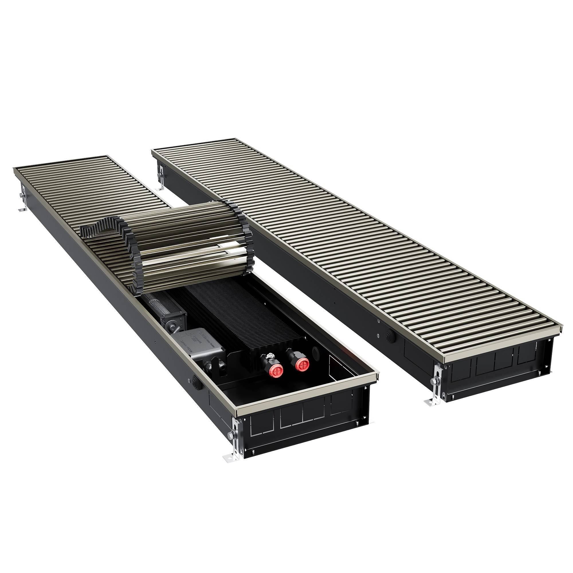 Конвектор внутрипольный Royal Thermo ATRIUM TURBO 90x250x1500 мм инверторный с решеткой светлая бронза 1666217