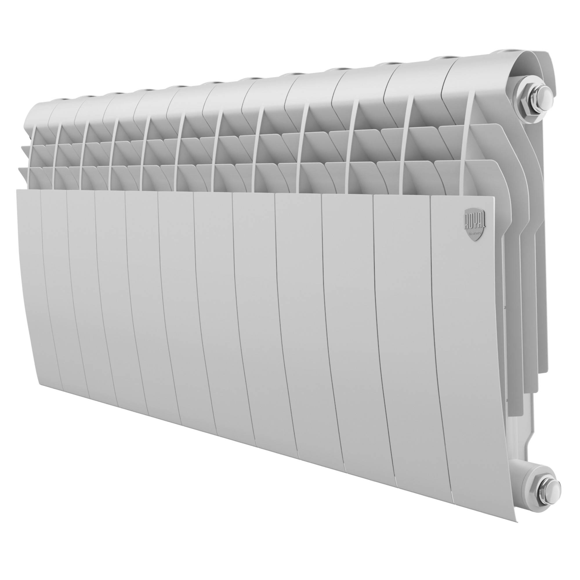 Радиатор биметаллический Royal Thermo BILINER 350 Bianco Traffico 12 секций боковое подключение RAL 9016 НС-1682238