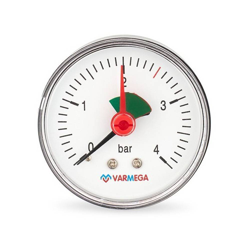 Манометр аксиальный Varmega с указателем предела 63 мм 4 бар 1/4 VMMT09-630402