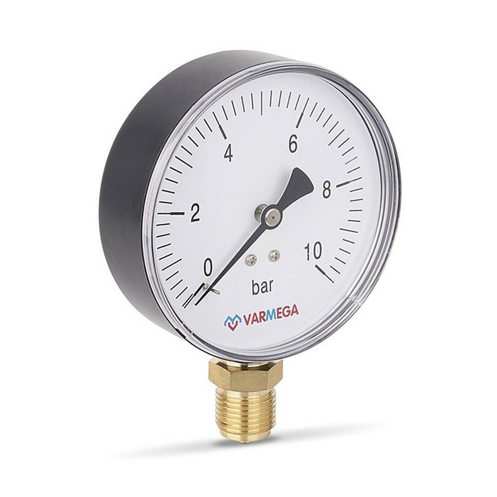 Манометр радиальный Varmega 100 мм 10 бар 1/2 VMMT10-101004