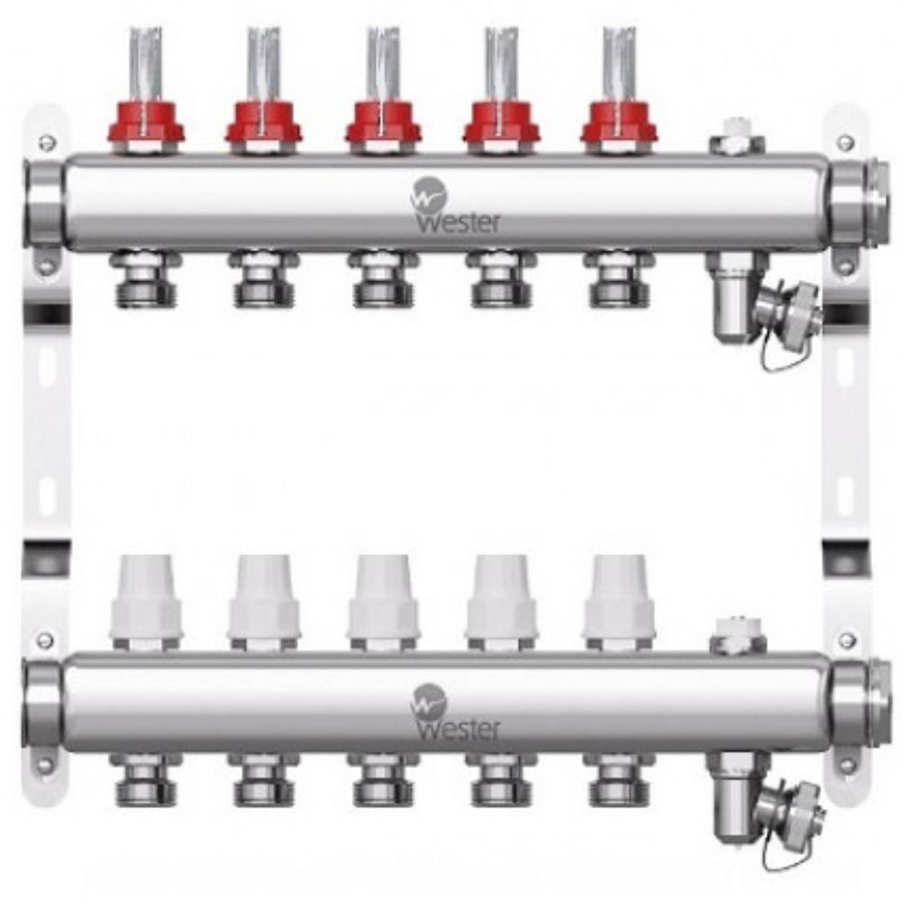 Коллекторный блок Wester W902 с расходомерами из нержавеющей стали 1x3/4 на 5 выходов W902.5