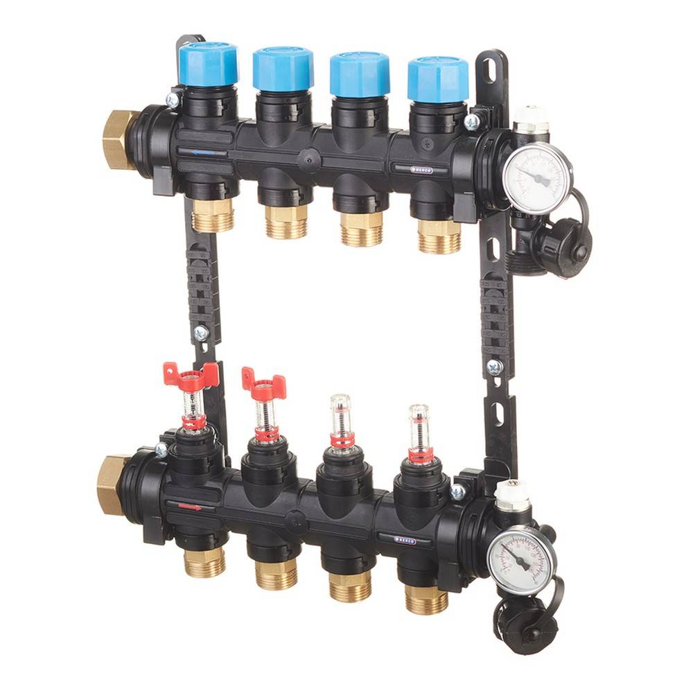 Коллекторная группа Henco MDK 1 x 4 x 3/4 EK композитная с расходомерами и термометрами MDK-04