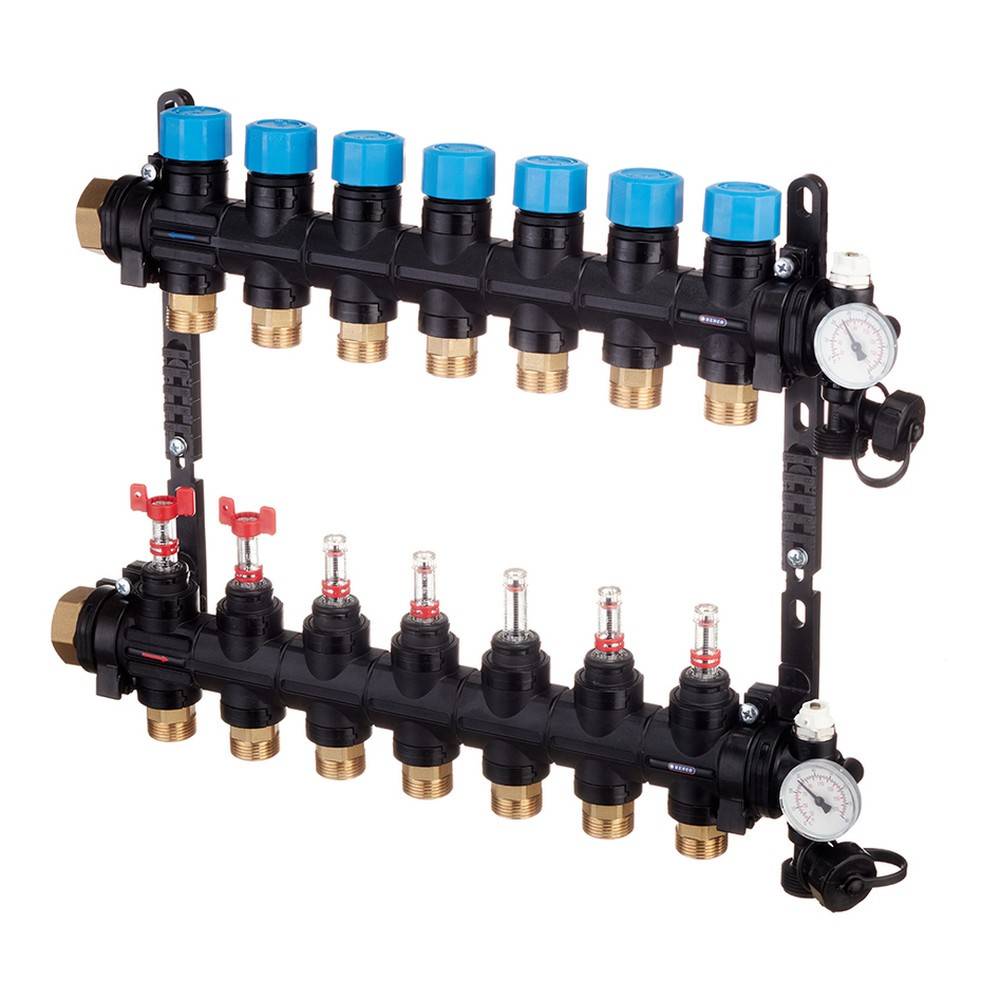 Коллекторная группа Henco MDK 1 x 7 x 3/4 EK композитная с расходомерами и термометрами MDK-07