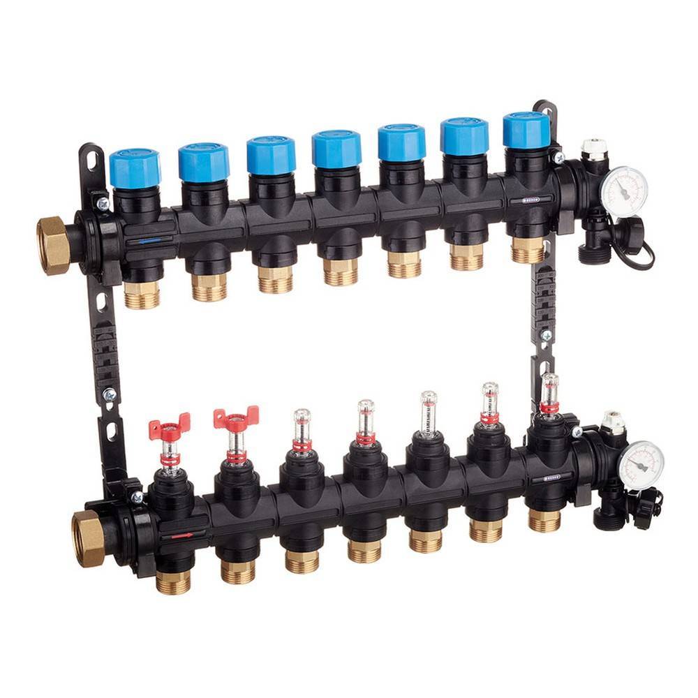 Коллекторная группа Henco MDK 1 x 7 x 3/4 EK композитная с расходомерами и термометрами MDK-07