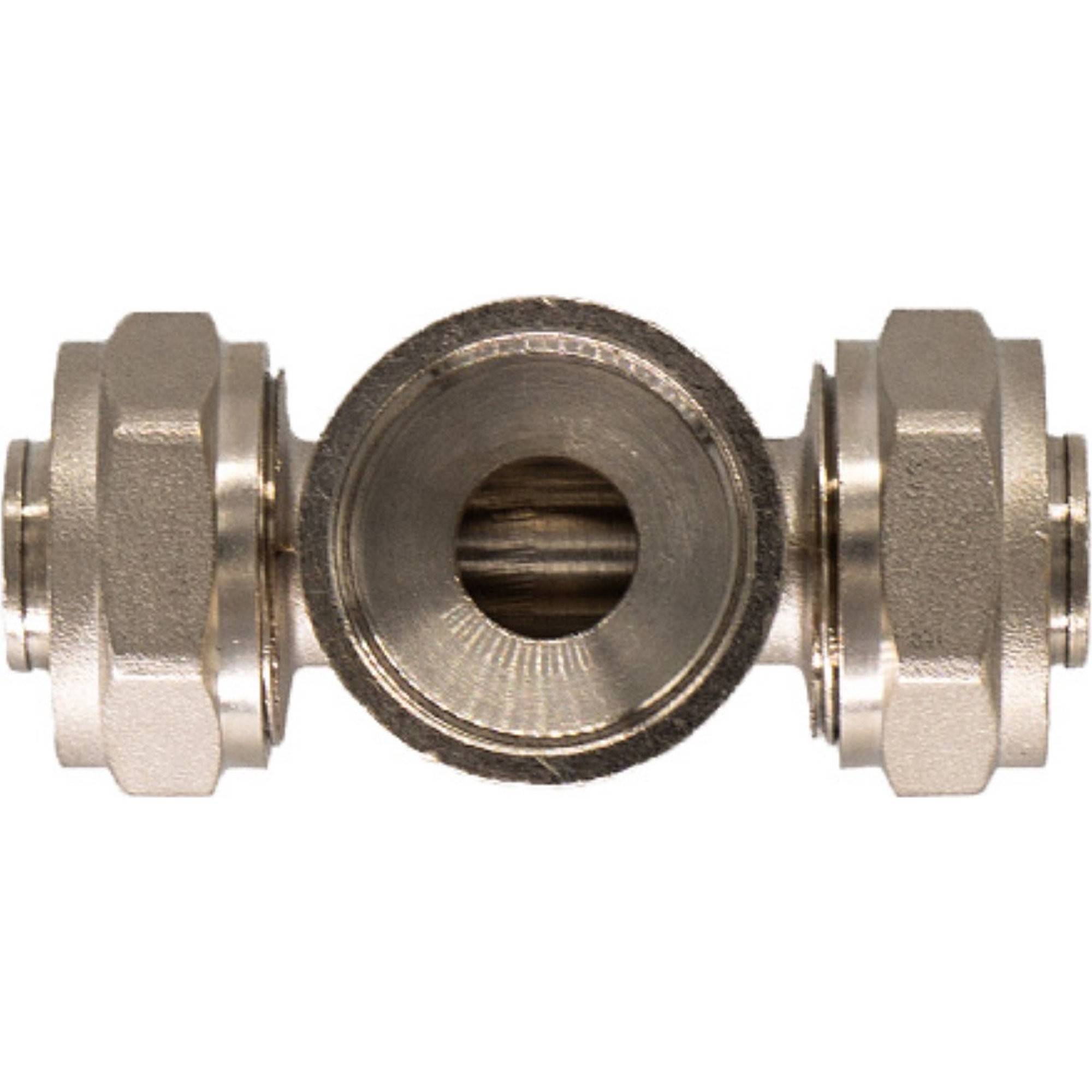 Тройник обжимной CTM для металлопластиковых труб 20х1/2х20 НР CTM02012