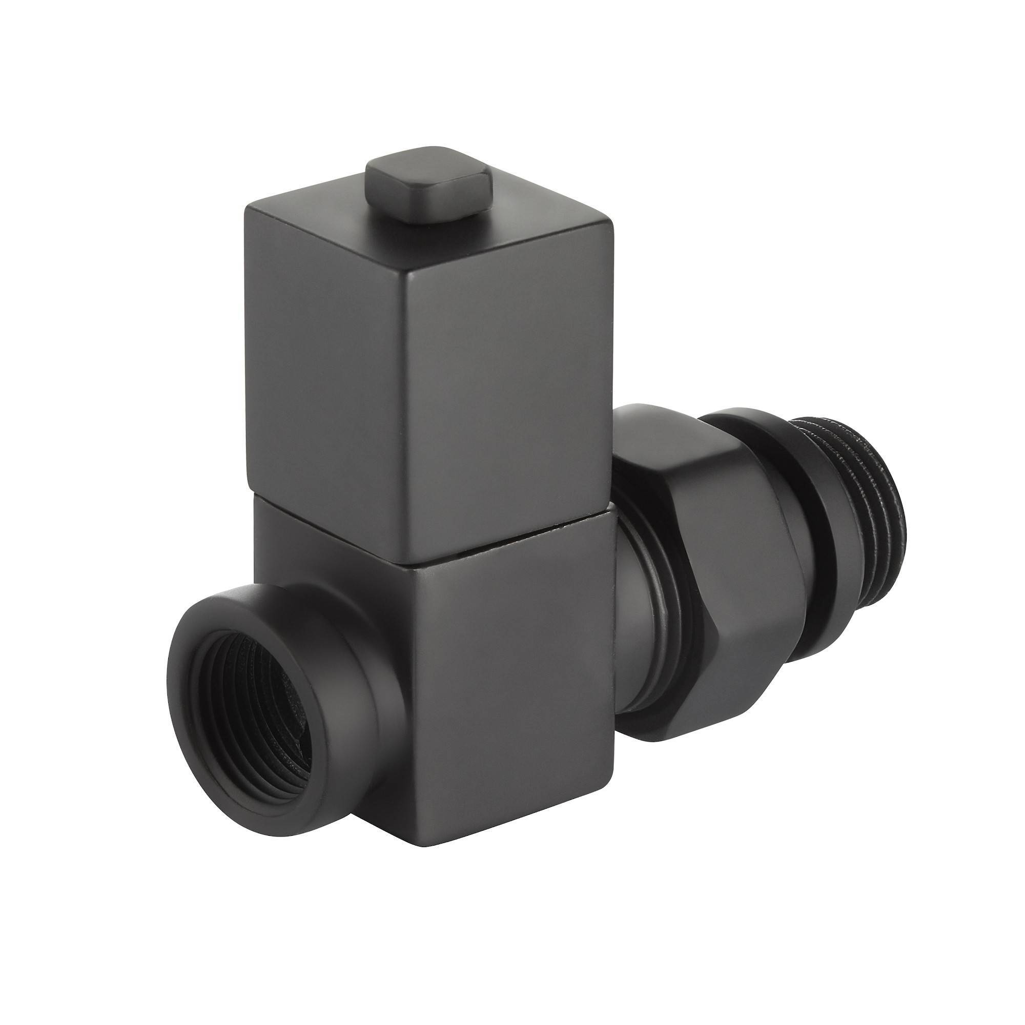 Набор дизайн-вентилей Royal Thermo CUBE прямой 1/2 черный RTE 50.030 BL