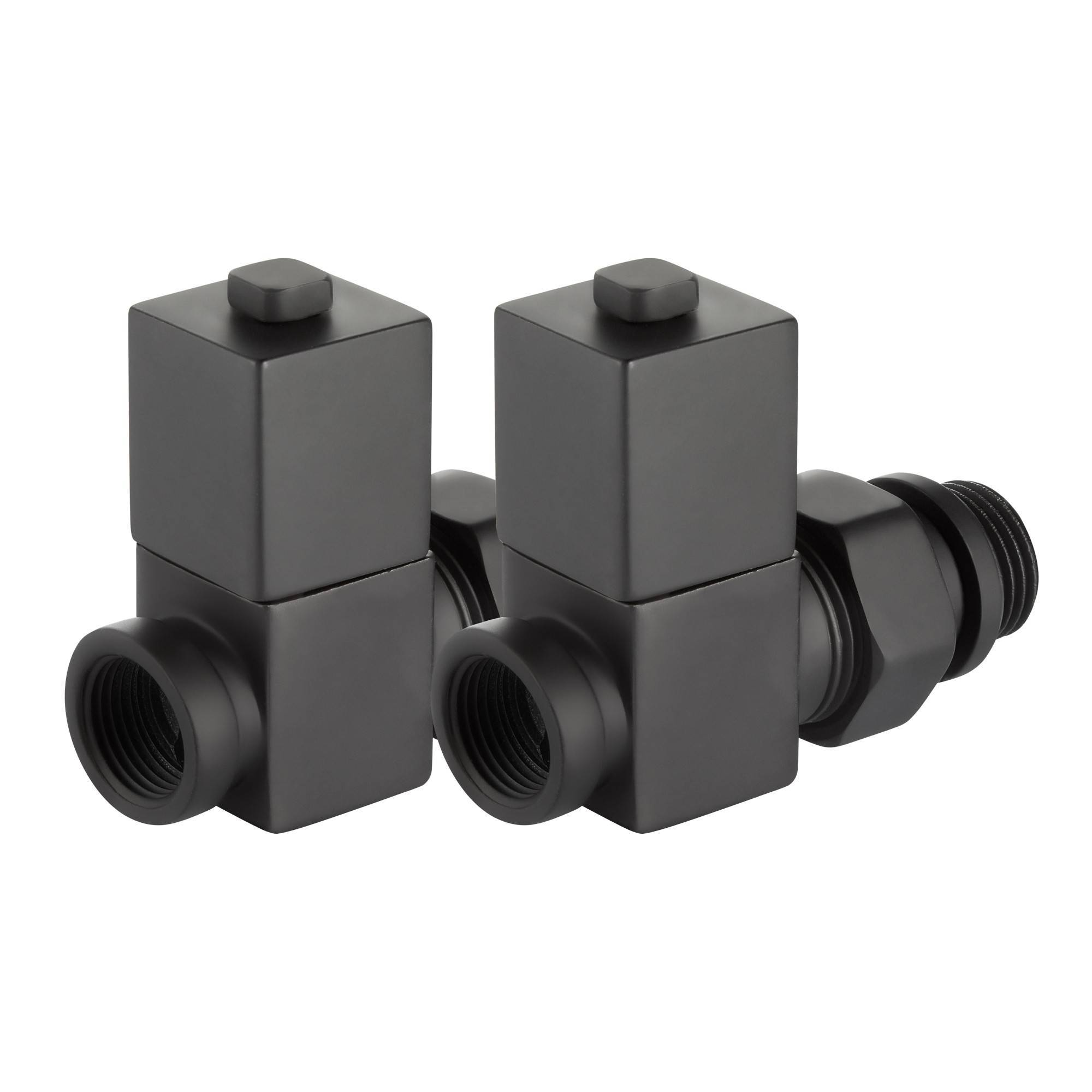 Набор дизайн-вентилей Royal Thermo CUBE прямой 1/2 черный RTE 50.030 BL