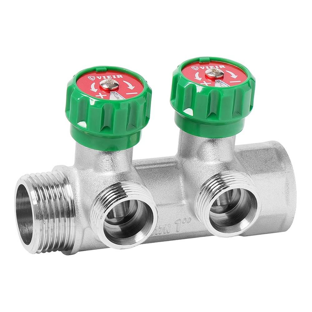 Коллектор латунный с регулирующими вентилями VIEIR 1x3/4 2 выхода VR526-2