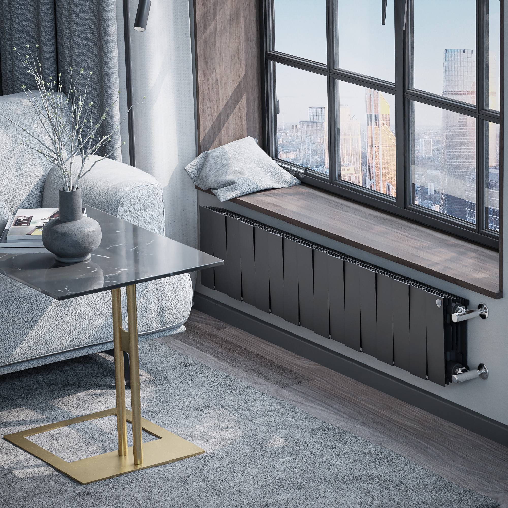 Радиатор биметаллический Royal Thermo PianoForte 200 16 секций боковое подключение черный 1682321