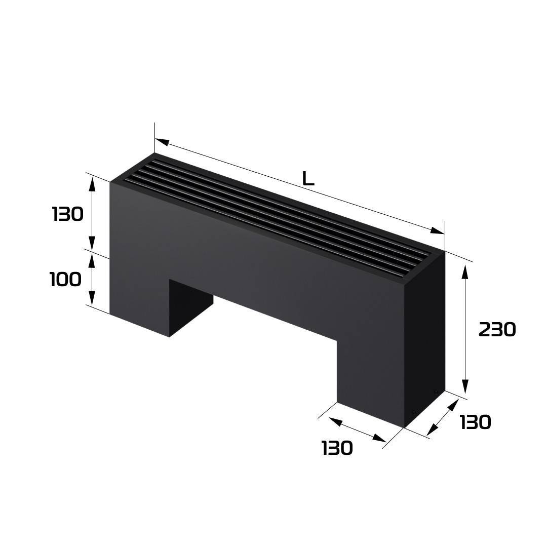 Конвектор напольный Royal Thermo STEP 130х130х700 мм 2-трубный черный STEP-130/130/700-2-N-BL-LG-BL