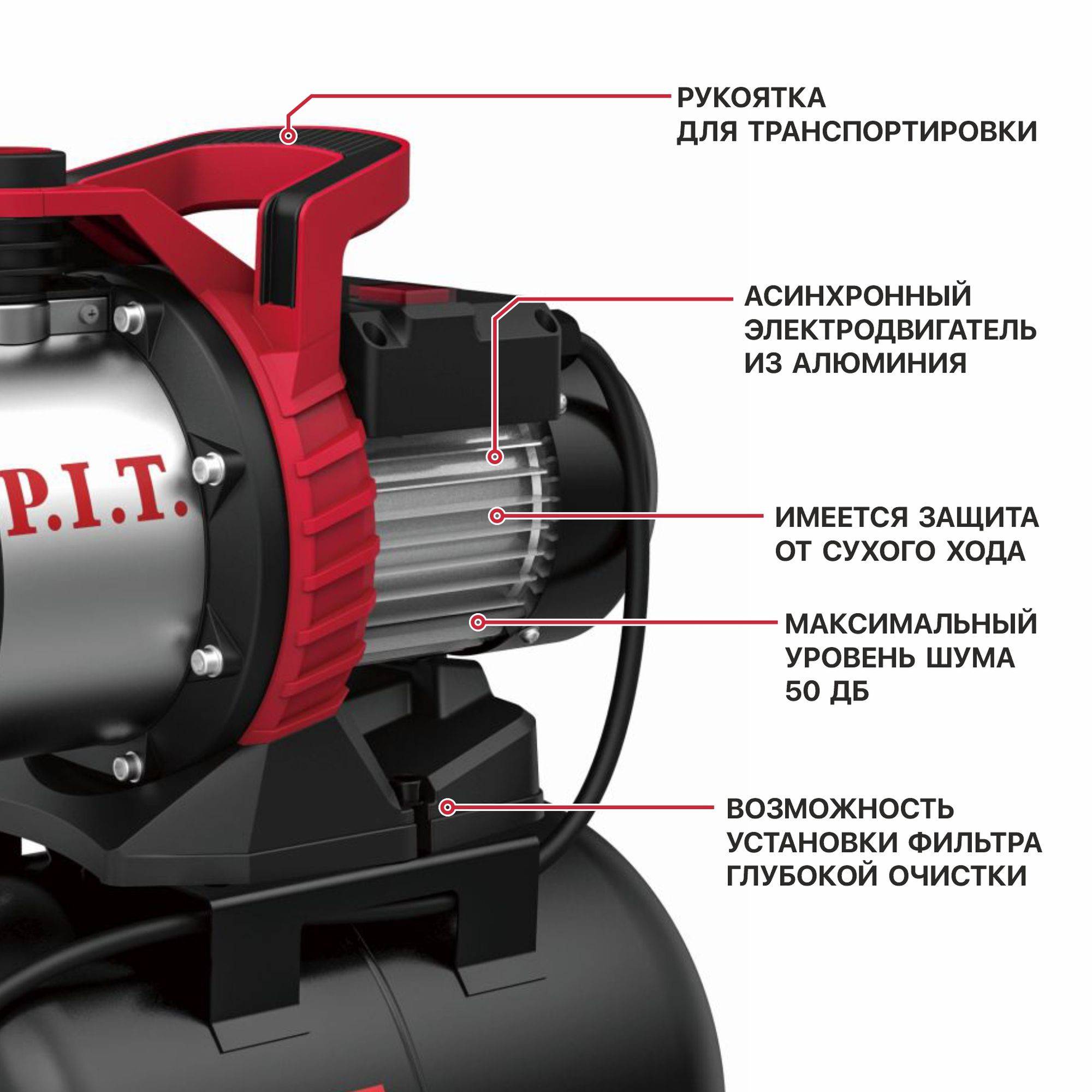 Насосная станция P.I.T. POG1100-P1 1100 Вт 63 л/мин POG1100-P1