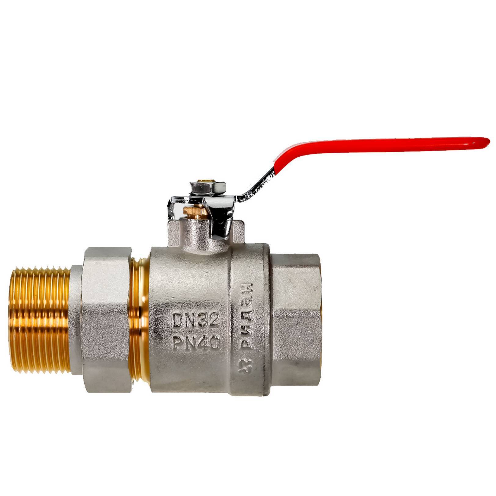 Кран шаровой Ридан BVR-FR DN 32 PN 40 с накидной гайкой и ниппелем 1640044