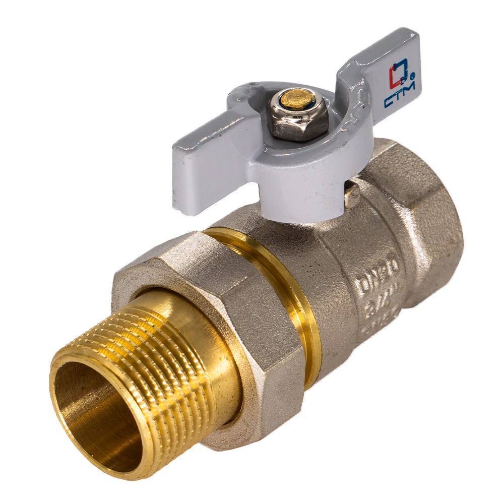 Кран шаровой CTM СТАНДАРТ 3/4 с накидной гайкой бабочка CWUMB034