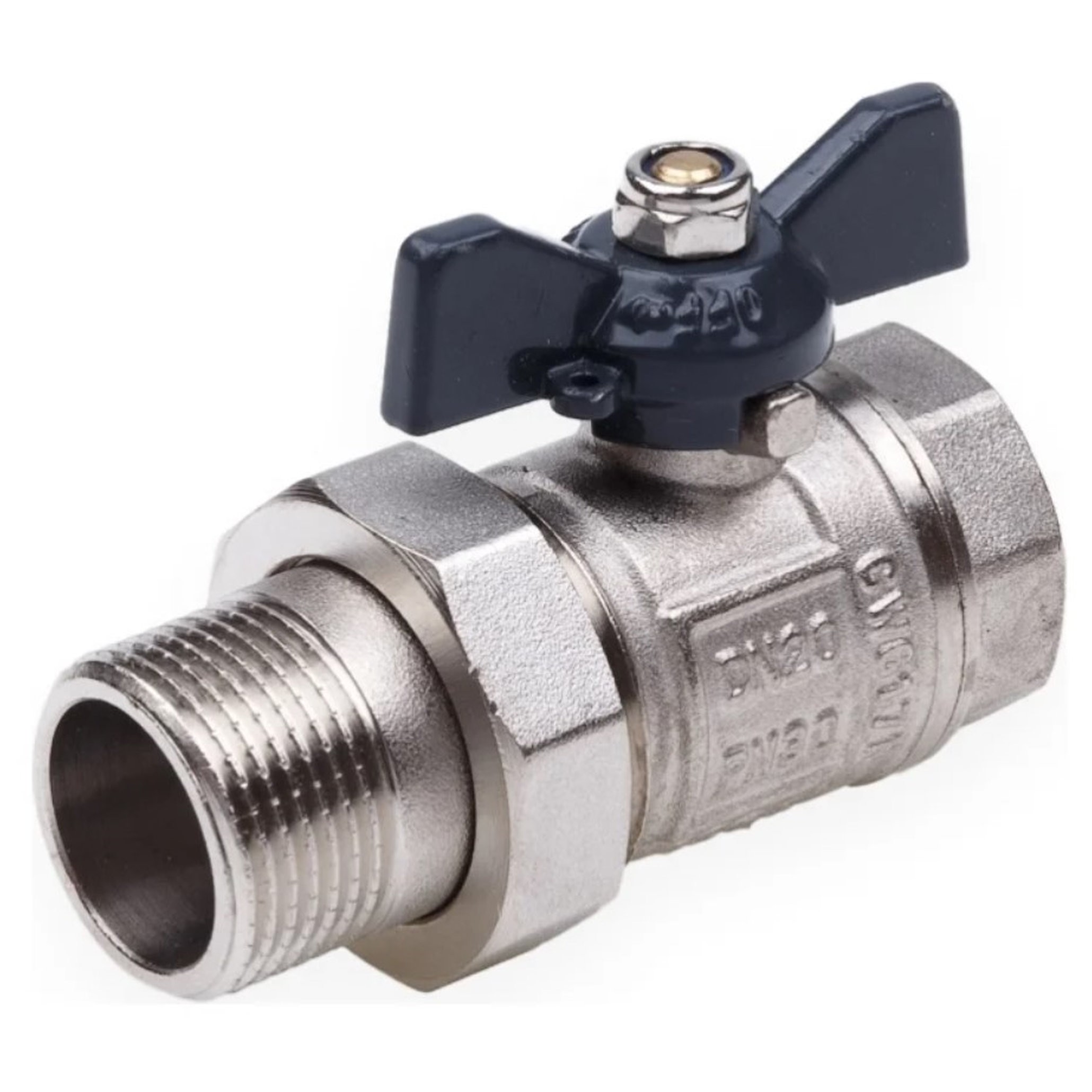 Кран шаровой AQUALINK со сгоном прямой ВН 3/4 бабочка 1593723