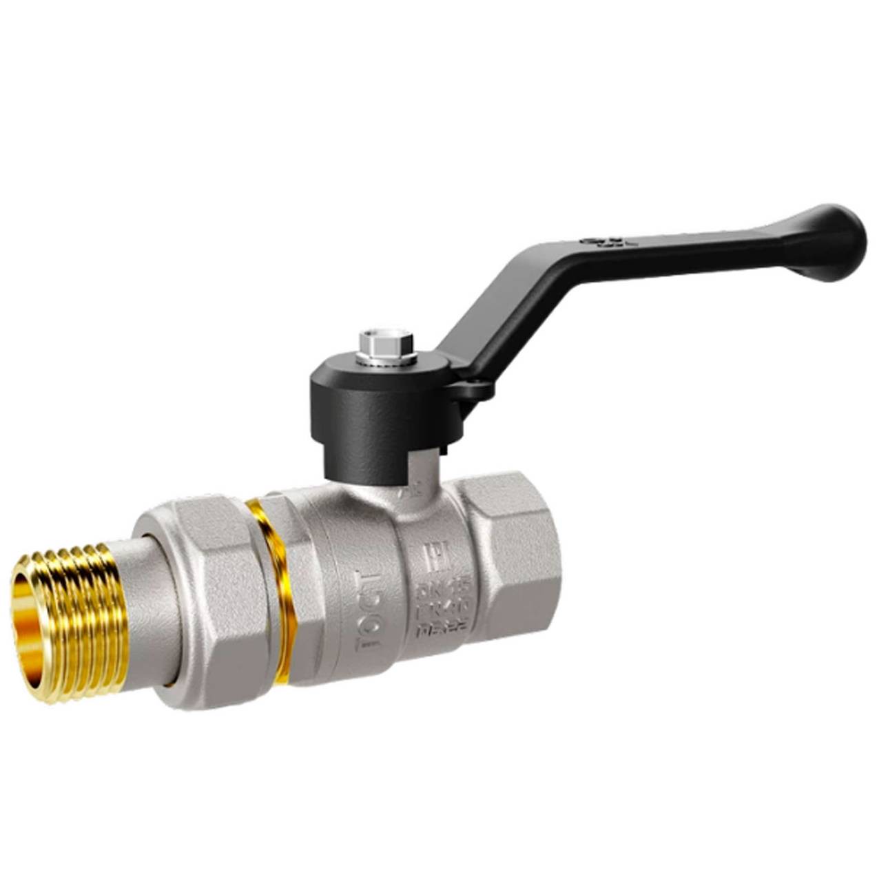 Кран шаровой латунный LD Pride 47.32.В-ГШ.Р Ду 32 Ру 25 вн-американка рычаг с биркой M02 47.32.В-ГШ.Р