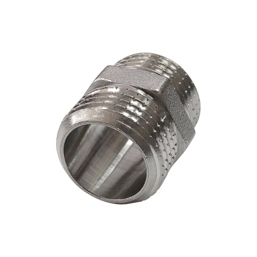 Ниппель Valfex 1/2 дюйма НР-НР латунный никелированный VF.582.N.012