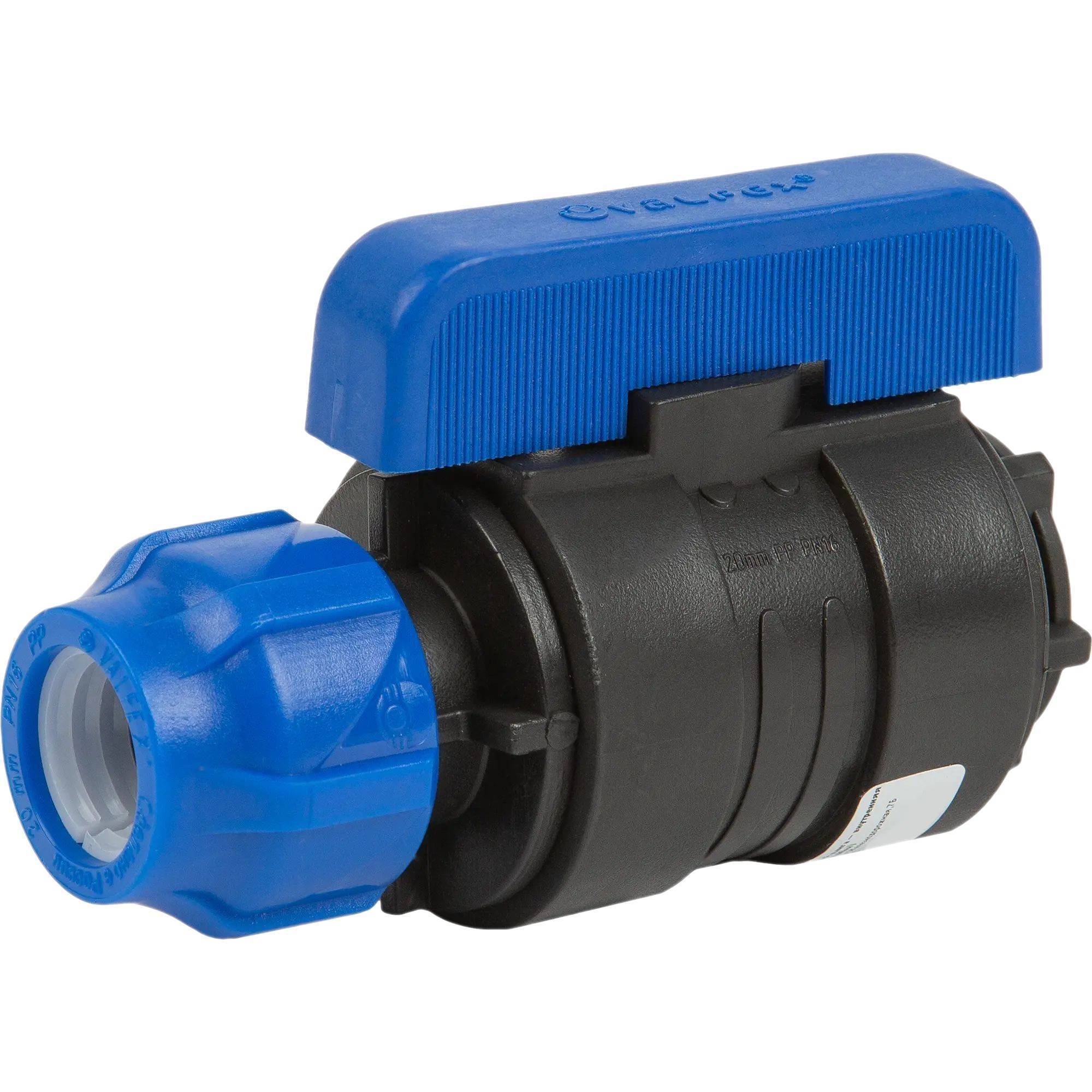 Кран шаровой компрессионный VALFEX ПНД 20 мм x 3/4 ВР разборный 1425590