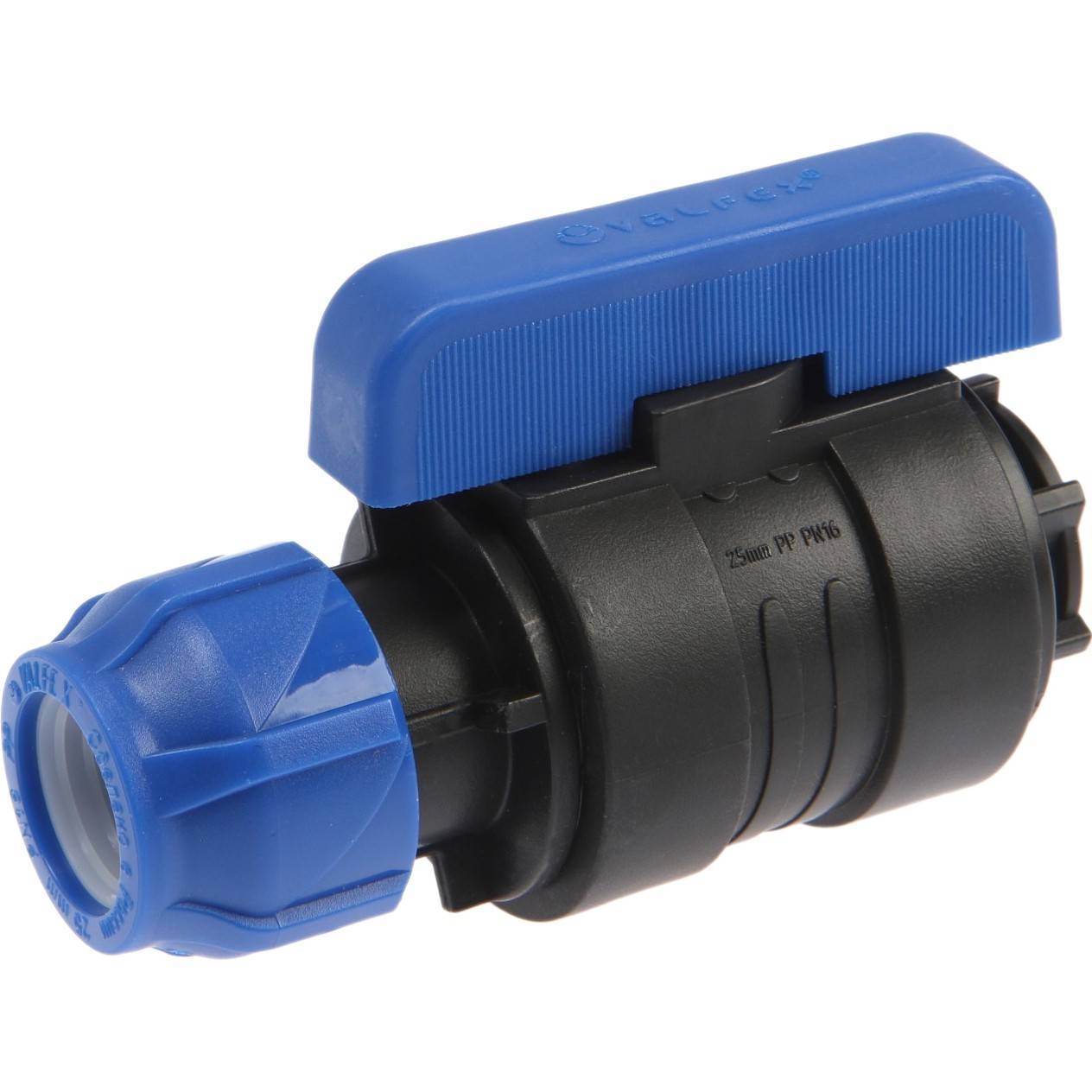 Кран шаровой компрессионный VALFEX ПНД 25 мм x 1/2 ВР разборный 1425592