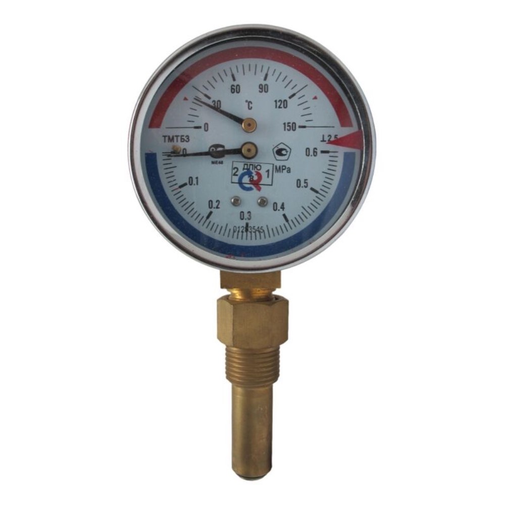 Термоманометр радиальный Росма ТМТБ-31Р.1 80 мм 10 бар 150 °C G1/2 L=46 мм НС-1271886