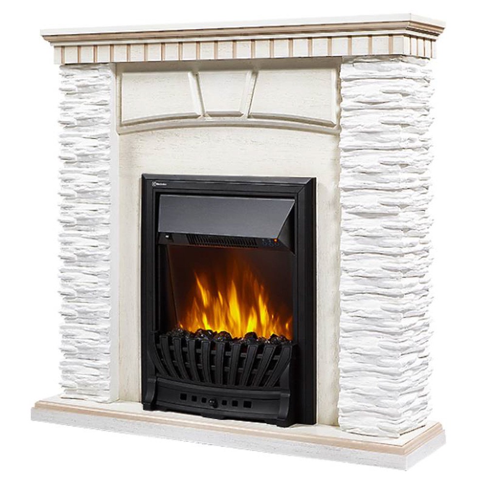 Каминокомплект Firelight Porto Classic с очагом Electrolux EFP/P-1020LS беленый дуб/белый камень НС-1302050