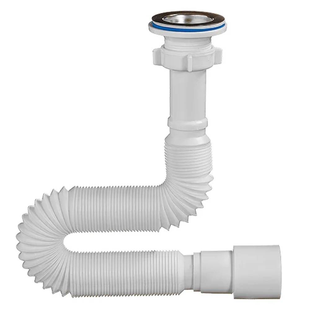 Сифон для умывальника ORIO гофрированный 1 1/4х40/50 мм белый 1250 мм A-3014