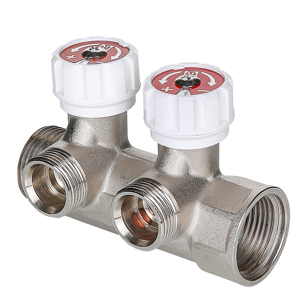 Коллектор с регулировочными вентилями VALTEC 1 x 3/4 дюйма Евроконус 4 выхода VTc.560.NE.0604