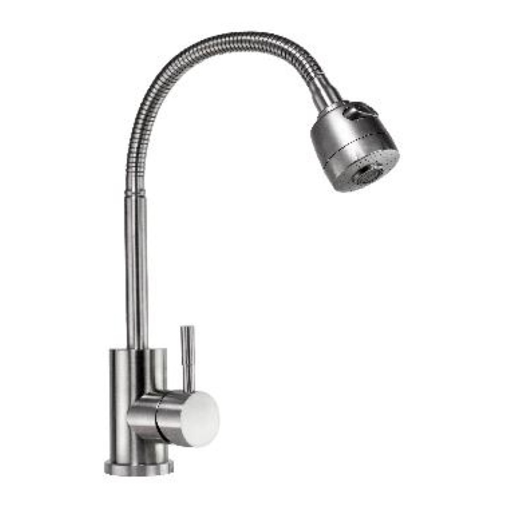 Смеситель для кухни АМУР BY2020-B2 из нержавеющей стали с гофрированным изливом BY2020-B2