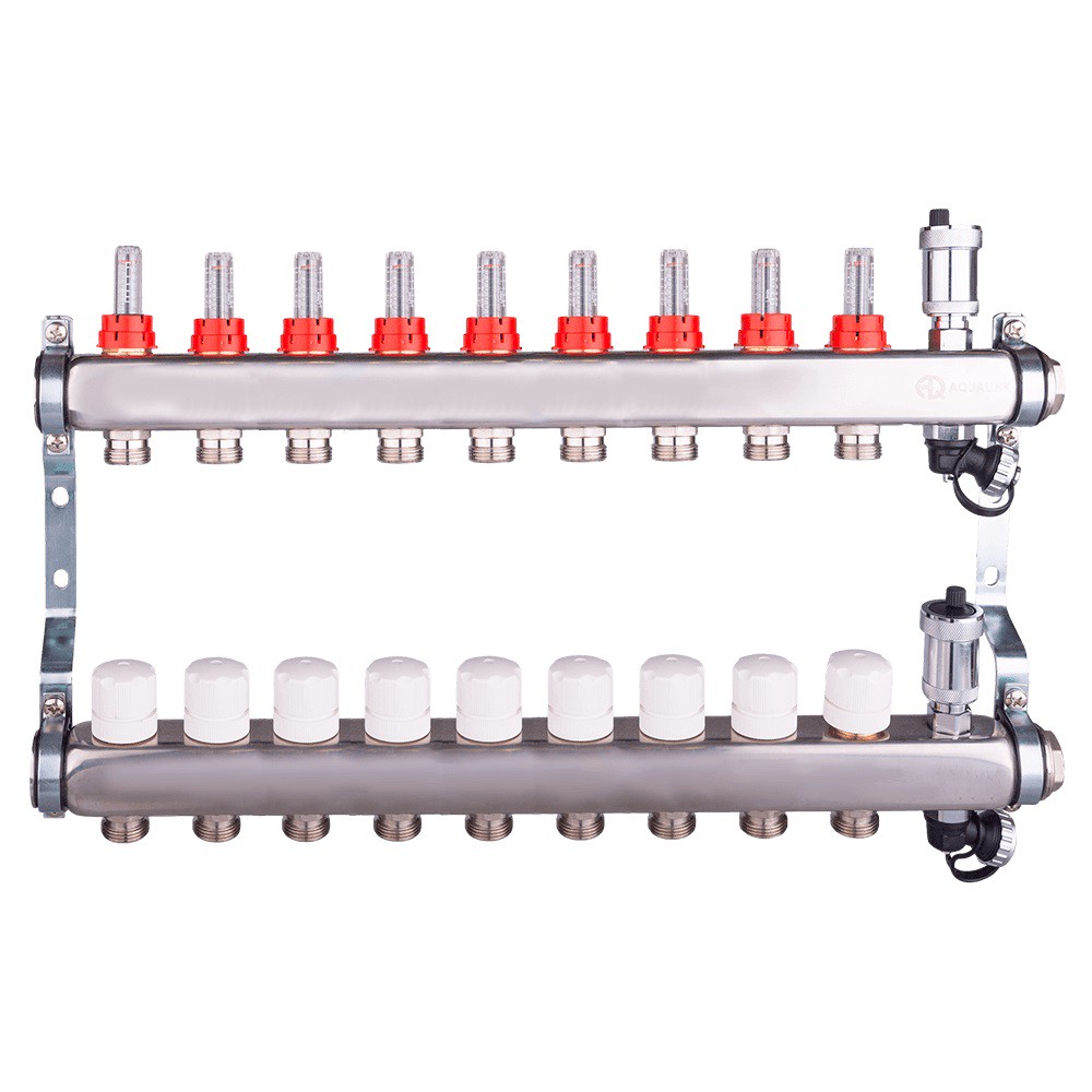 Группа коллекторная AQUALINK с регулирующими клапанами и воздухоотводчиком 1х9х3/4 1646169