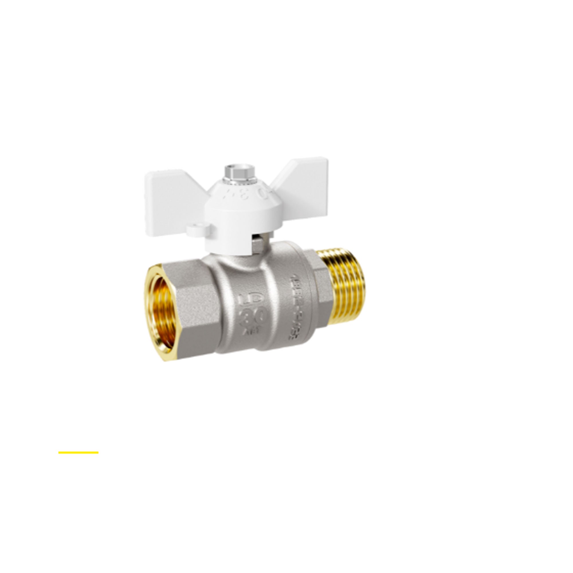 Кран шаровой латунный LD Pride 47.32.В-Н.Б Ду 32 Ру 25 вн-нр бабочка White с биркой 47.32.В-Н.Б