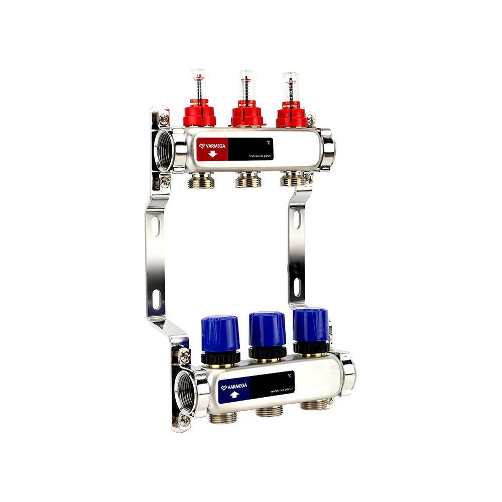 Коллекторная группа Varmega с расходомерами из нержавеющей стали 1 x 3/4 EK 3 контура VM15103