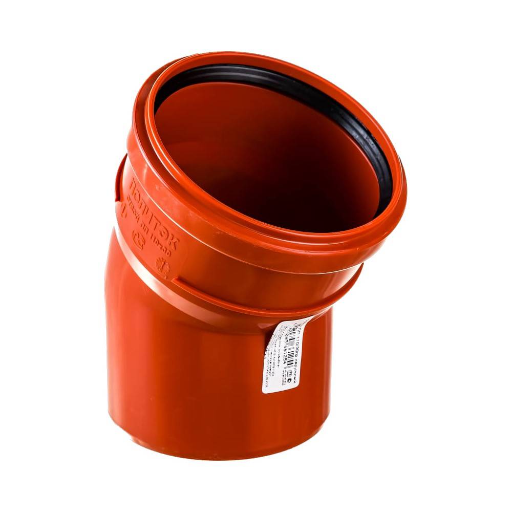 Отвод канализационный ПОЛИТЭК 110х30° наружная канализация 200001130