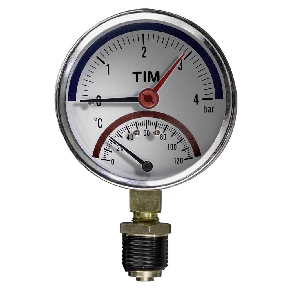 Термоманометр радиальный TIM 6 бар 120 °C 1/2 НР Y-80-6