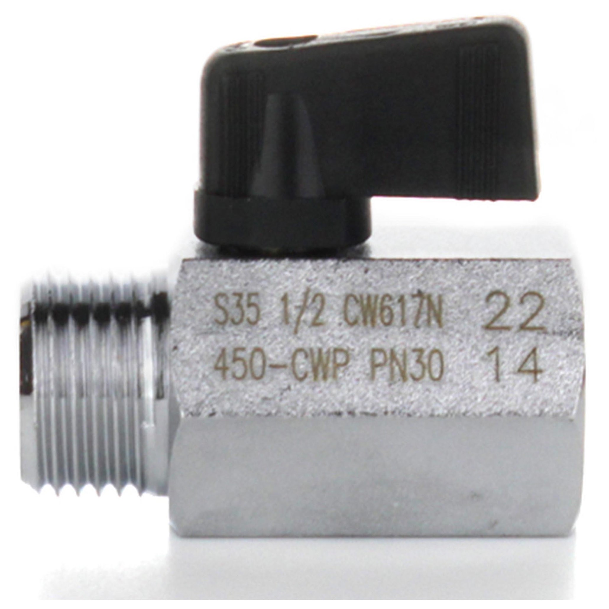 Кран шаровой Elsen MINI PN40 полнопроходной прямой 1/2 ВН бабочка EV01.1212