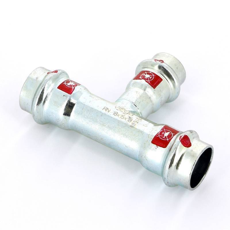 Тройник пресс Viega Prestabo оцинкованная сталь 18х15х18 мм 558680