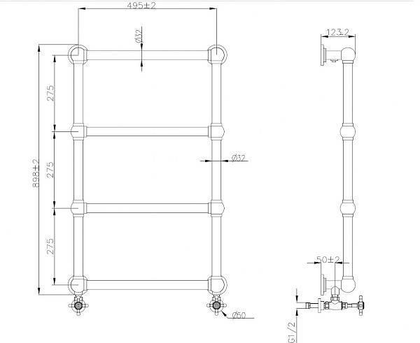 Полотенцесушитель водяной Boheme Imperiale 74.8х56.8 см золото 719