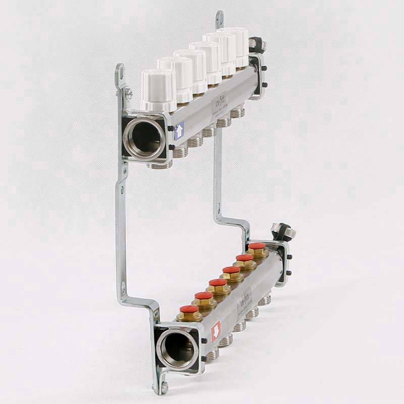 Коллекторная группа из нержавеющей стали Uni-Fitt 315S с регулировочными и термостатическими вентилями 1 x 3/4 EK 6 выходов 451I4306
