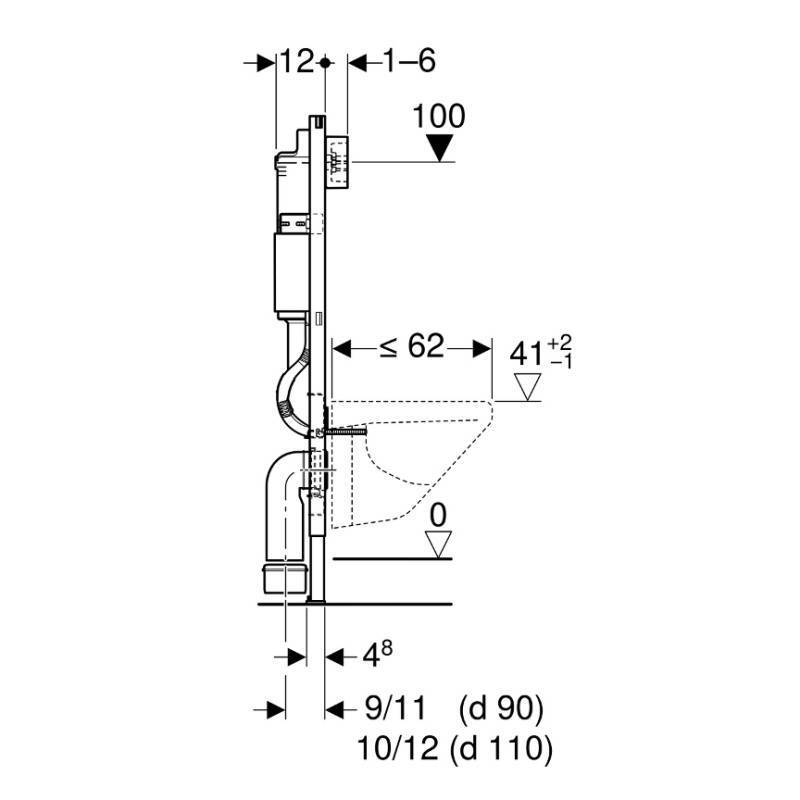 Система инсталляции для унитаза Geberit Duofix 112 см с бачком Delta 12 см и клавишей Delta21 белая 458.122.11.1
