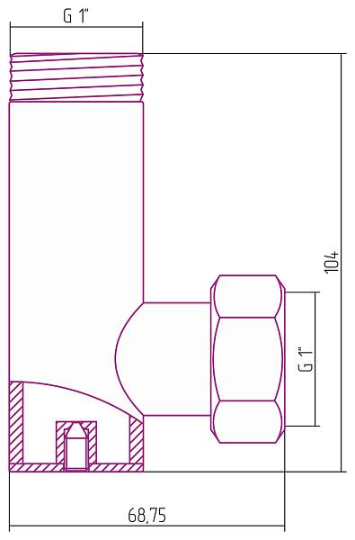 Уголок переходной Стилье с клапаном G 1 HP - G 1 НГ 01202-0110