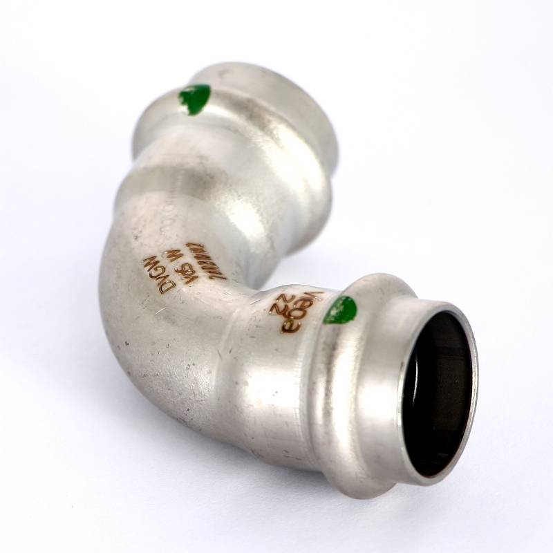 Отвод пресс 90° Viega Sanpress Inox нержавеющая сталь 22 мм 435653