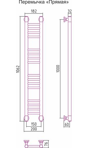 Полотенцесушитель водяной Сунержа Богема+ 150x1000 мм без покрытия 00-0220-1015