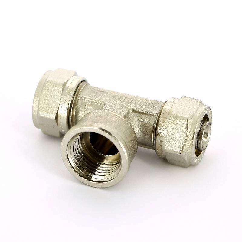 Тройник обжимной Tiemme никелированный 16х1/2х16 ВР 1600018